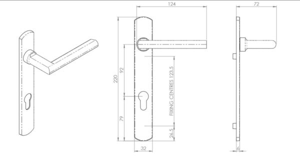 FCB600SSS Rosa Lever on Narrow Plate Euro - Image 2