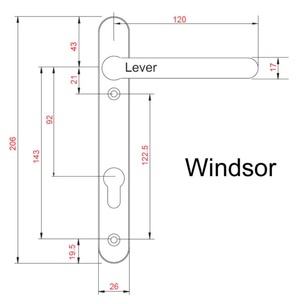 FFF001 Windsor Lever on Narrow Plate Multipoint - Image 2