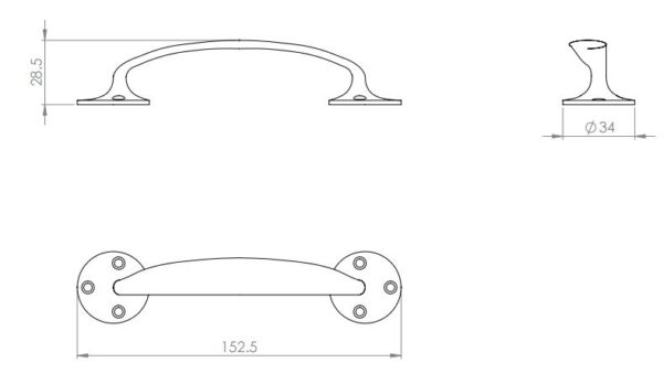 GCB310 Bow Pull Handle Face Fixing 152mm - Image 2