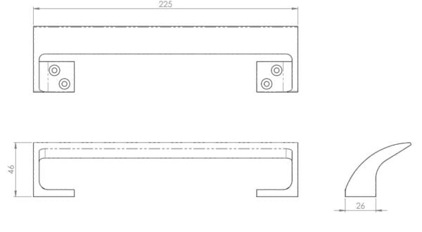 GCB315 Cranked Pub Pull Handle 225mm - Image 2