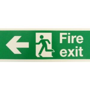 Fire Exit Running Man Sign with Left Arrow
