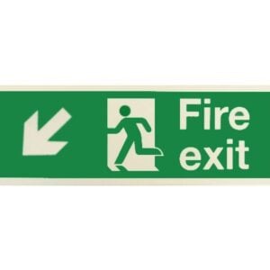 Fire Exit Running Man Sign with Left/Down Arrow