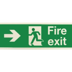 Fire Exit Running Man Sign with Right Arrow