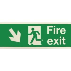 Fire Exit Running Man Sign with Right/Down Arrow
