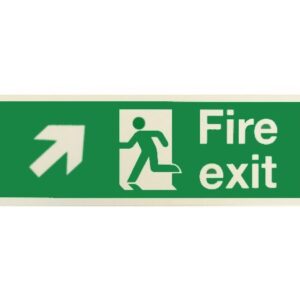 Fire Exit Running Man Sign with Right/Up Arrow