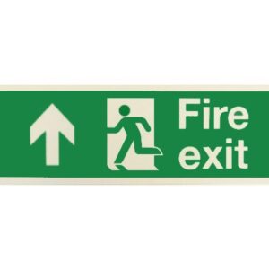 Fire Exit Running Man Sign with Up Arrow