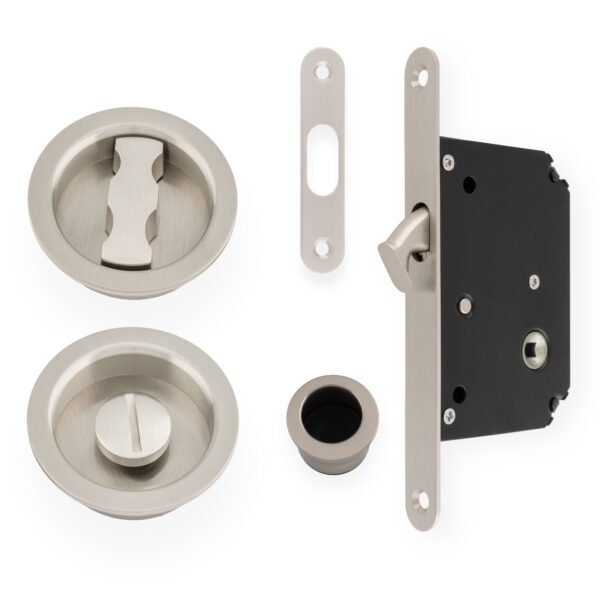 LEC035 Round Bathroom / Privacy Lock Set For Sliding Pocket Door