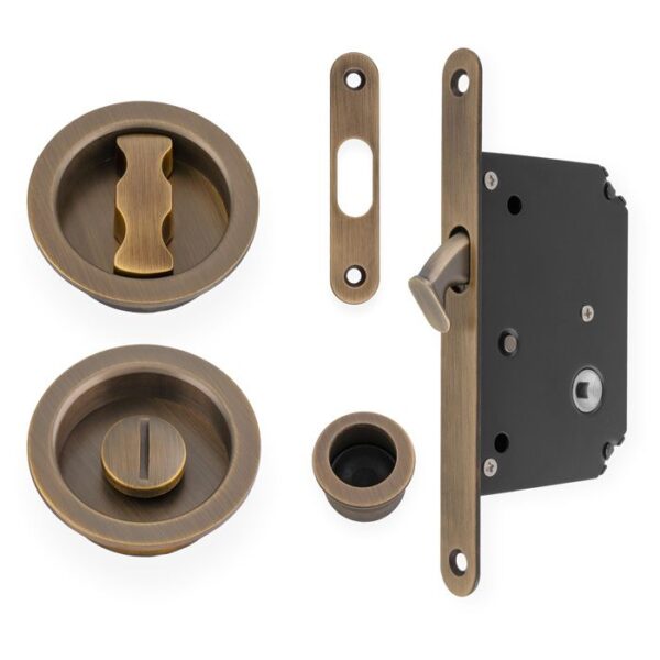 LEC035 Round Bathroom / Privacy Lock Set For Sliding Pocket Door - Image 7