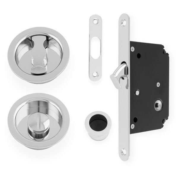 LEC035 Round Bathroom / Privacy Lock Set For Sliding Pocket Door - Image 4