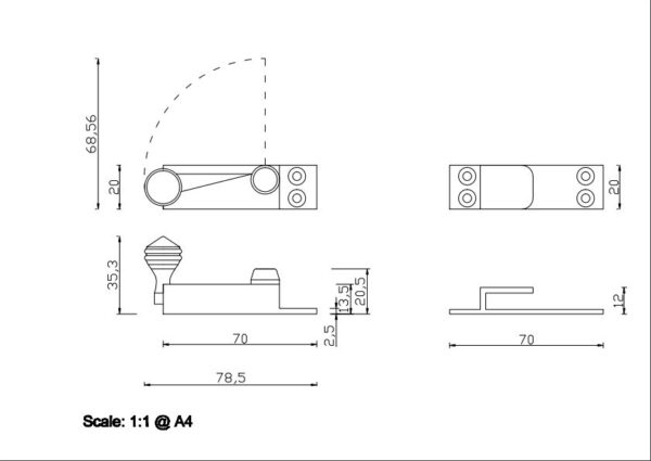 WCB090 Quadrant Sash Fastener - Image 3