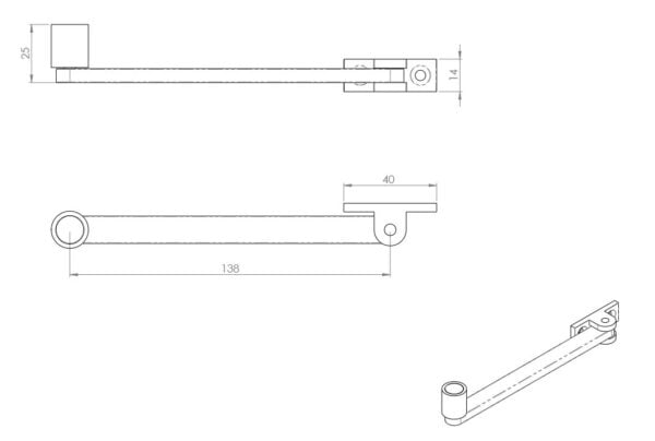 WCB170 Roller Arm Stay 150 mm - Image 2