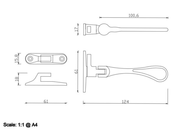 WCB230 Casement Fastener with Hook and Mortice Plate - Image 3
