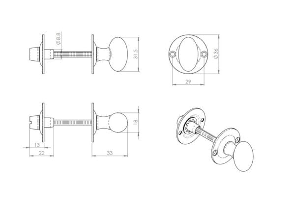 BCB070 Oval Turn & Release for Rack Bolt - Image 2