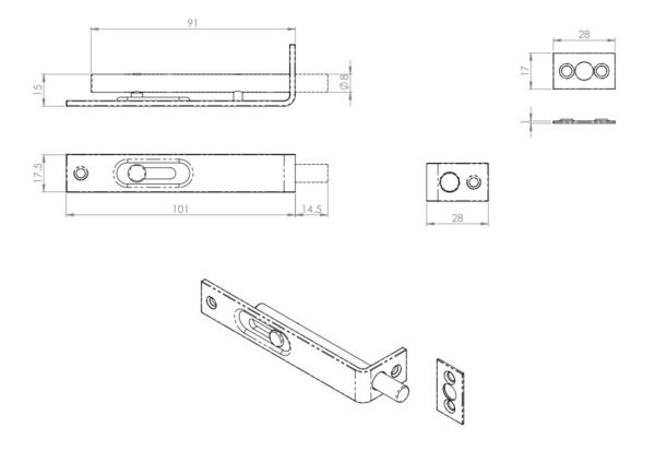 BCB080 Flush Slide Bolt - Image 4