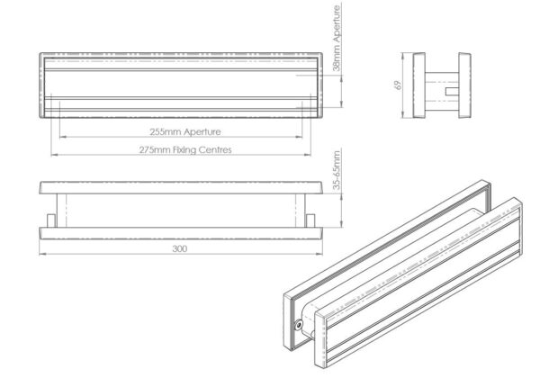 ECB130 UPVC Sleeve Letter Plate, 300 x 69mm - Image 3