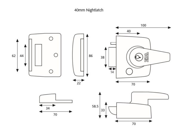 EEU010 ERA Rim Cylinder Nightlatch - Image 4